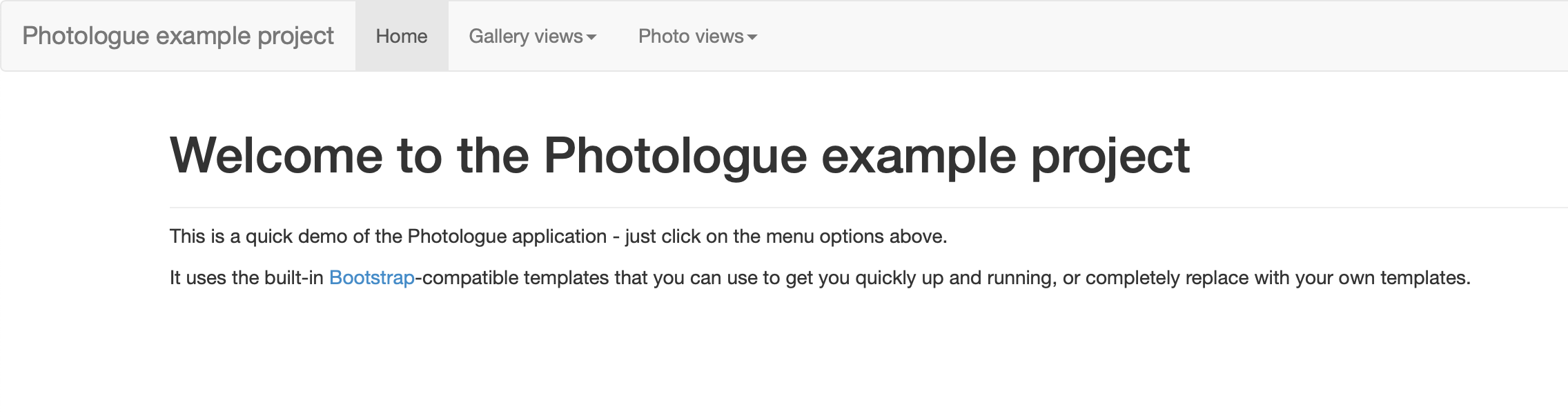 'Django Photologue with no galleries or images'